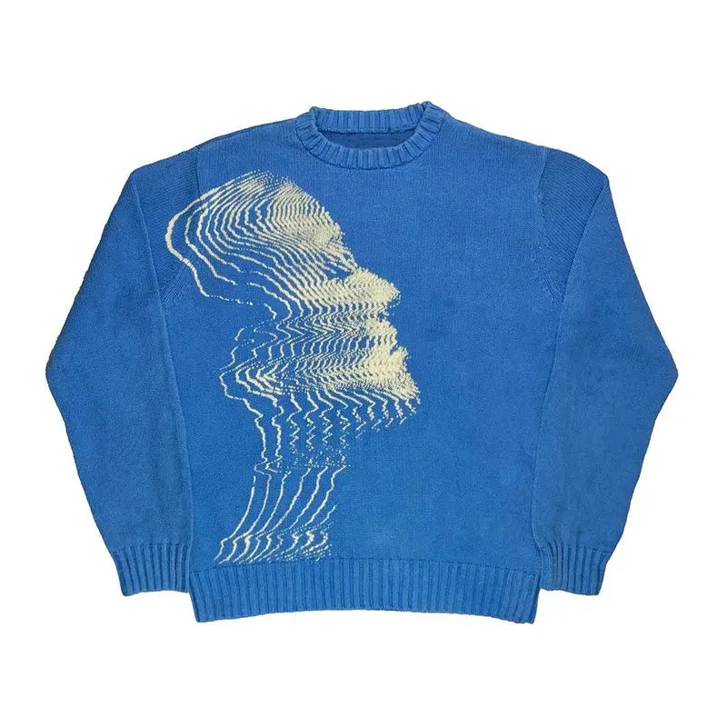 Blue Y2K Women Print Design Knit - Hominus Denim
