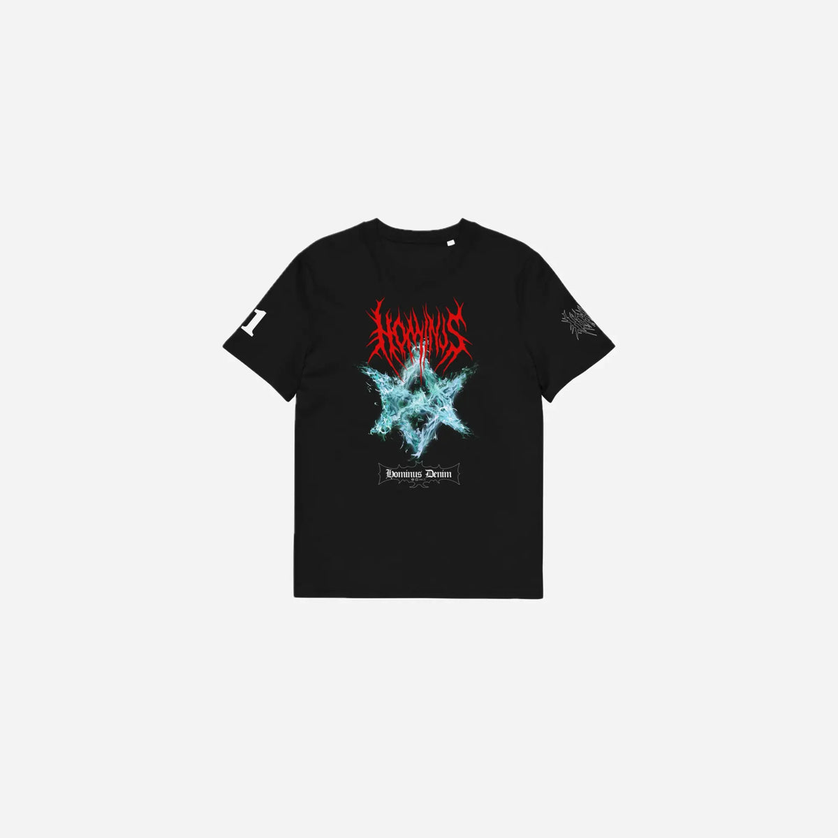 Black Hominus Flame Logo Gothic Tee Hominus Denim