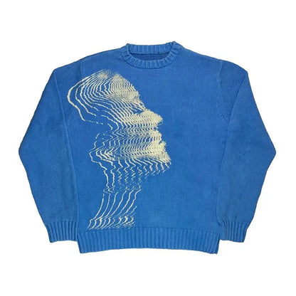 Blue Y2K Women Print Design Knit - Hominus Denim