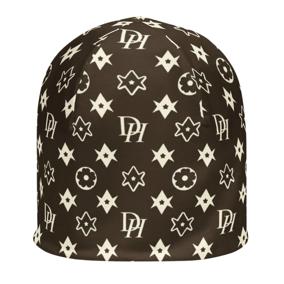 Brown Hominus Flower Pattern Beanie Hominus Denim