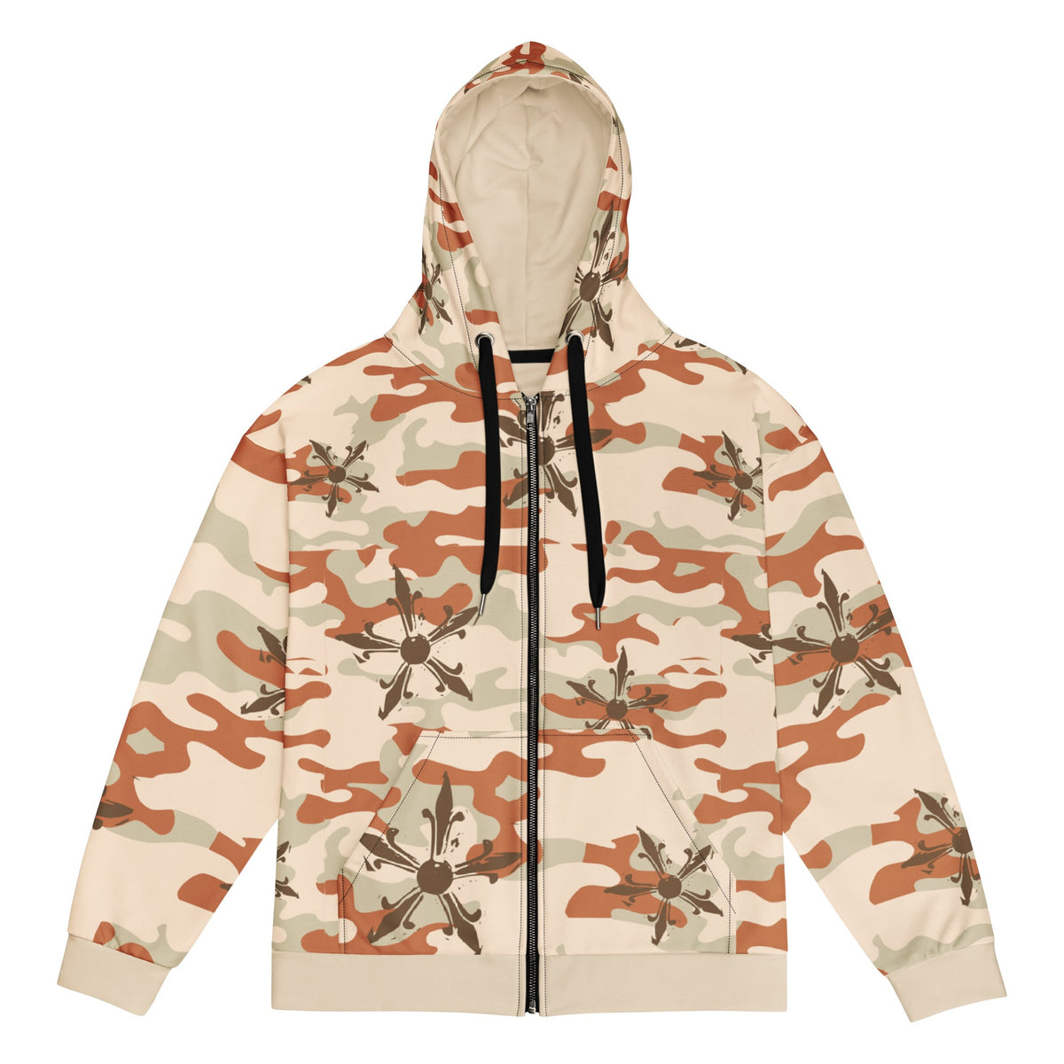 Camo Gothic Logo Pattern Zip Hoodie - Hominus Denim
