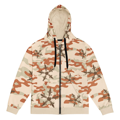 Camo Gothic Logo Pattern Zip Hoodie - Hominus Denim