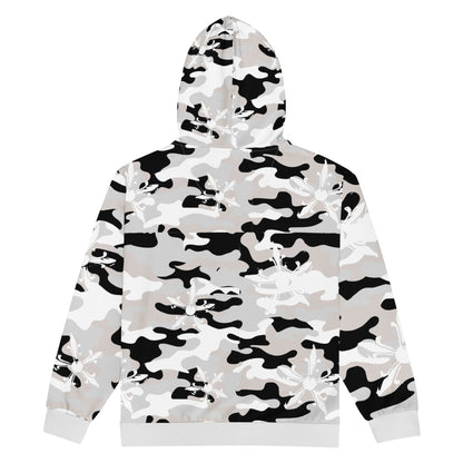 Camo Gothic Logo Pattern Zip Hoodie - Hominus Denim