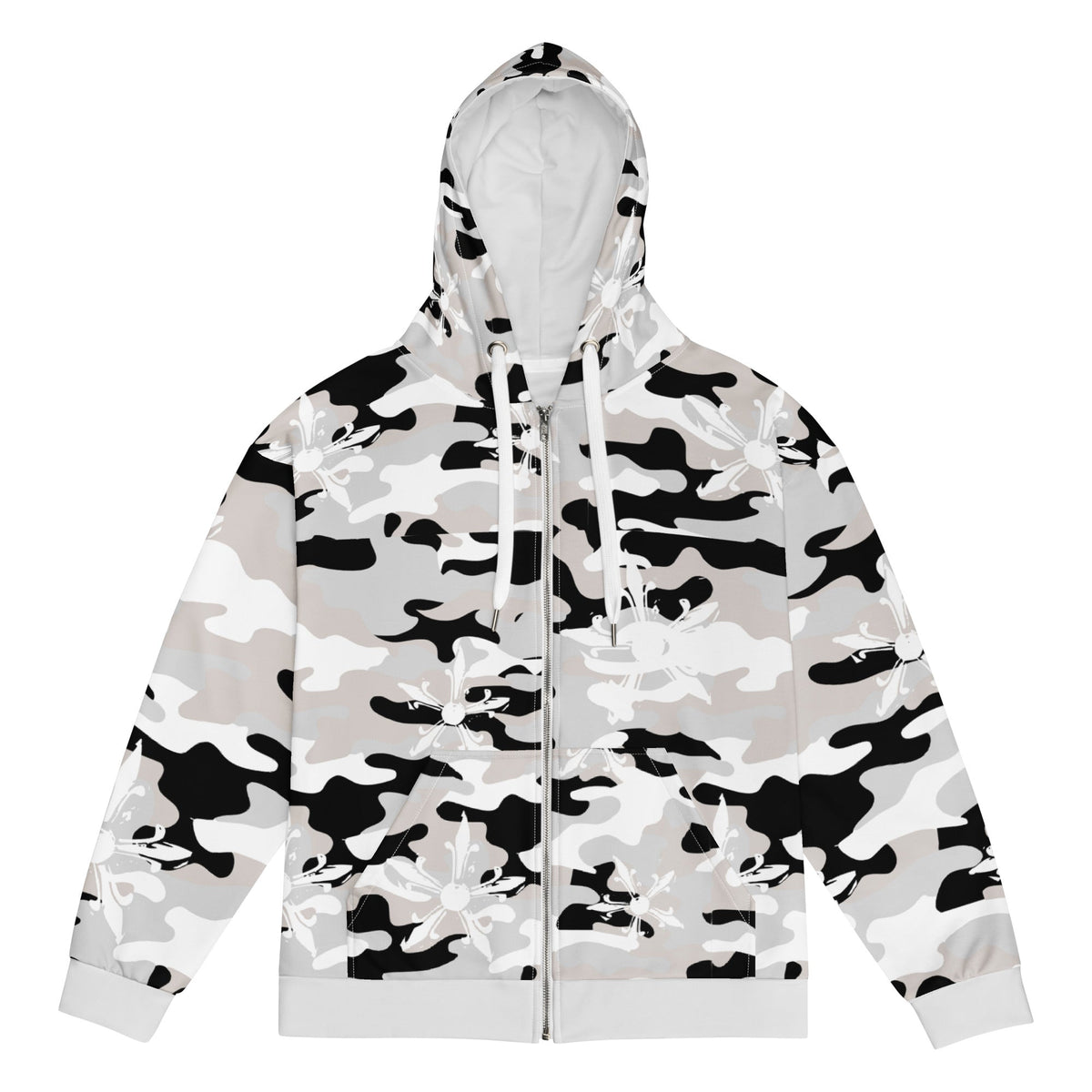 Camo Gothic Logo Pattern Zip Hoodie - Hominus Denim