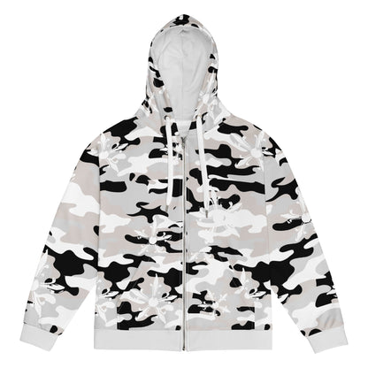 Camo Gothic Logo Pattern Zip Hoodie - Hominus Denim