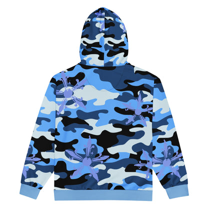 Camo Gothic Logo Pattern Zip Hoodie - Hominus Denim