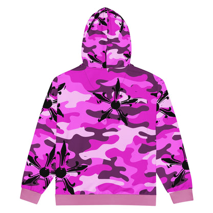 Camo Gothic Logo Pattern Zip Hoodie - Hominus Denim