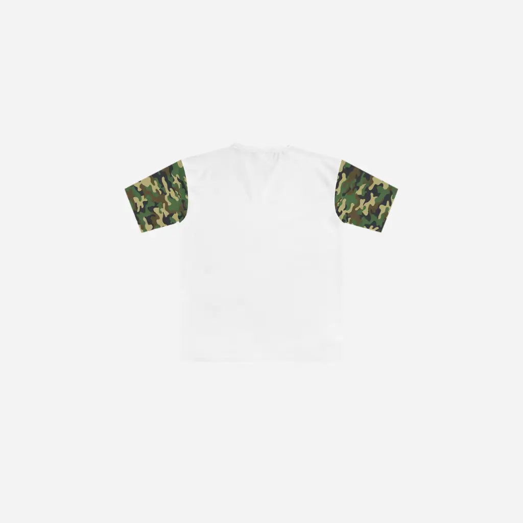 Hominus Denim Camouflage Sleeve Printed Logo Tee Printify