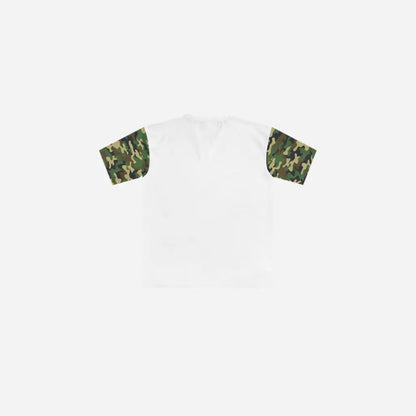 Hominus Denim Camouflage Sleeve Printed Logo Tee Printify
