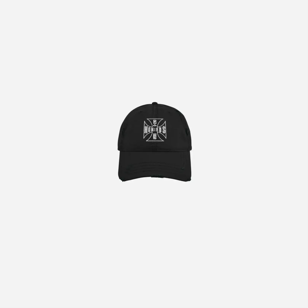 Hominus Denim Cross Logo Distressed Cap Hominus Denim