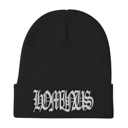 Hominus Denim Embroidered Gothic Logo Beanie Hominus Denim