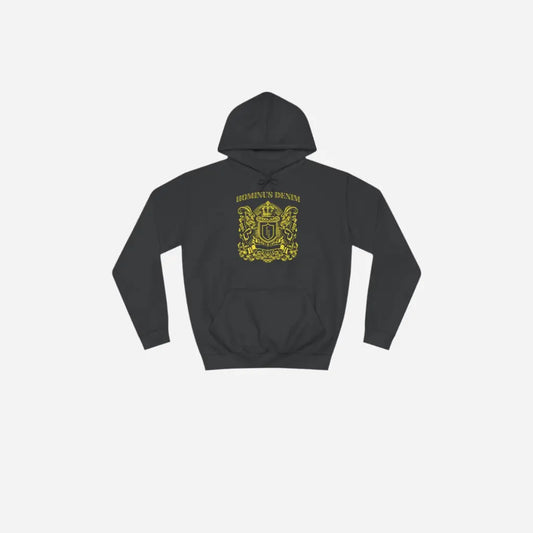 Hominus Denim Logo Design College Hoodie Printify
