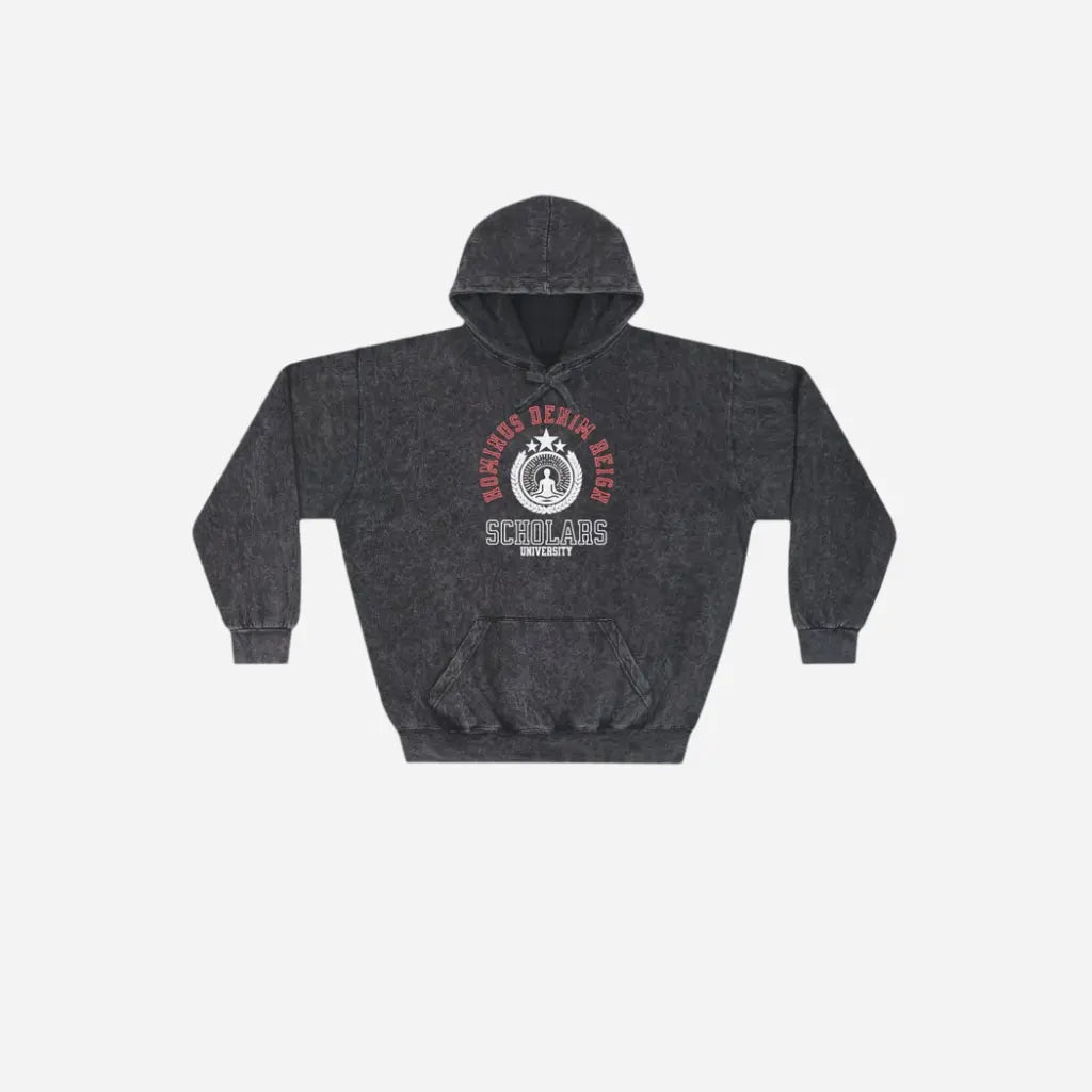 Hominus Denim Scholars Graphic Washed Hoodie Printify