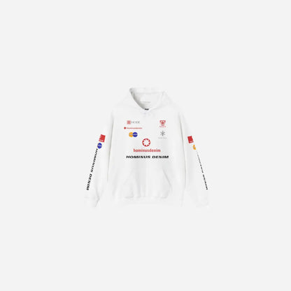 Hominus Denim Top Logo Hoodie Printify