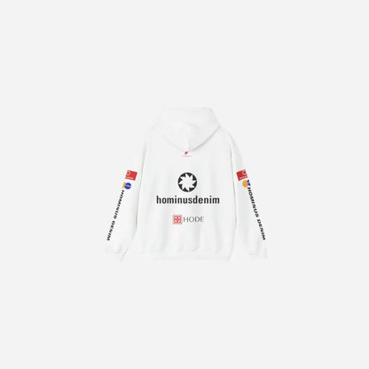 Hominus Denim Top Logo Hoodie Printify