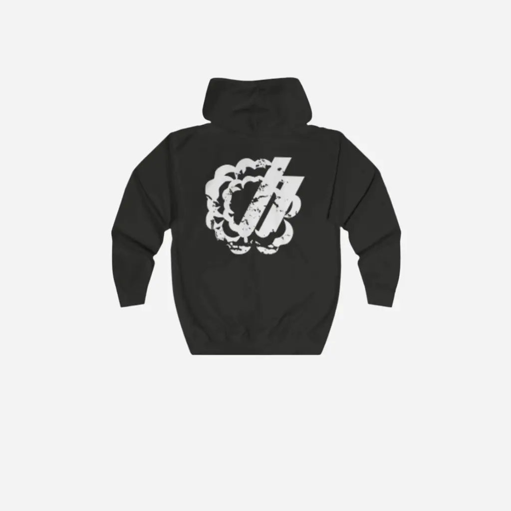 HominusDenim® Grunge Logo Zip Hoodie Printify