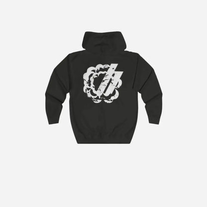 HominusDenim® Grunge Logo Zip Hoodie Printify