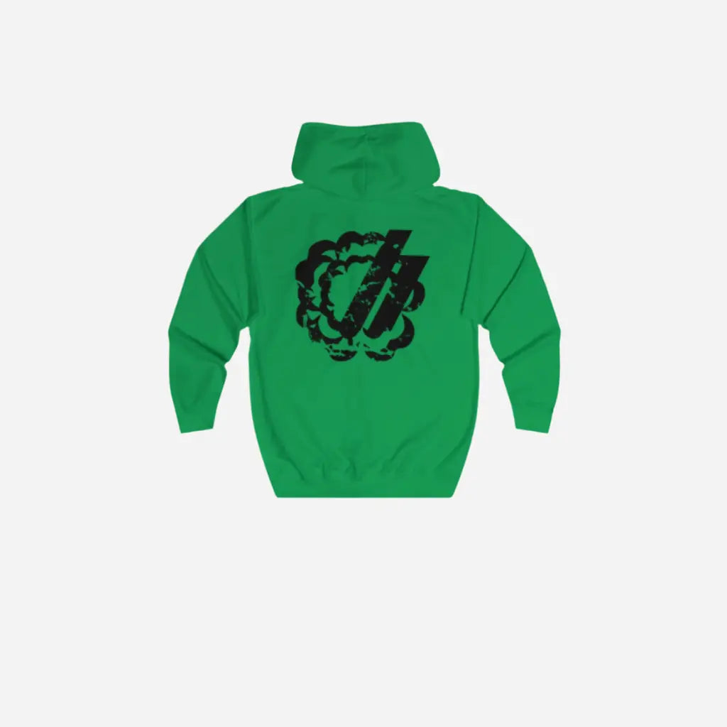 HominusDenim® Grunge Logo Zip Hoodie Printify