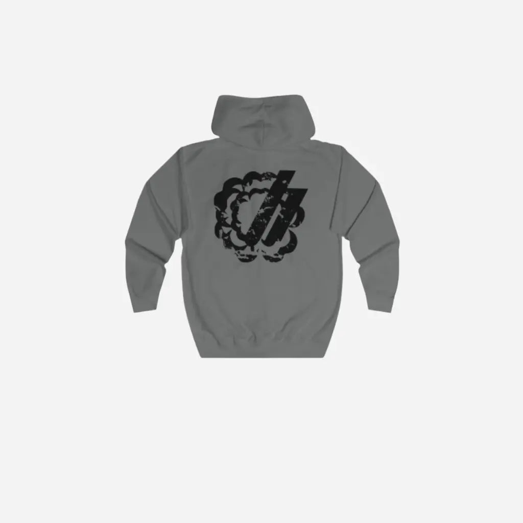 HominusDenim® Grunge Logo Zip Hoodie Printify