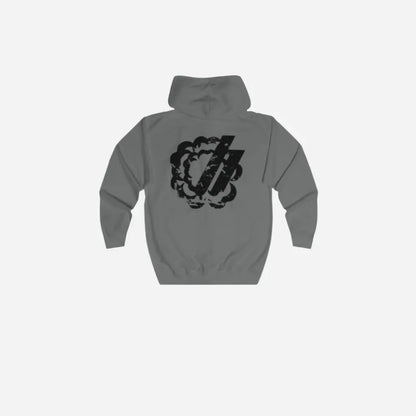 HominusDenim® Grunge Logo Zip Hoodie Printify