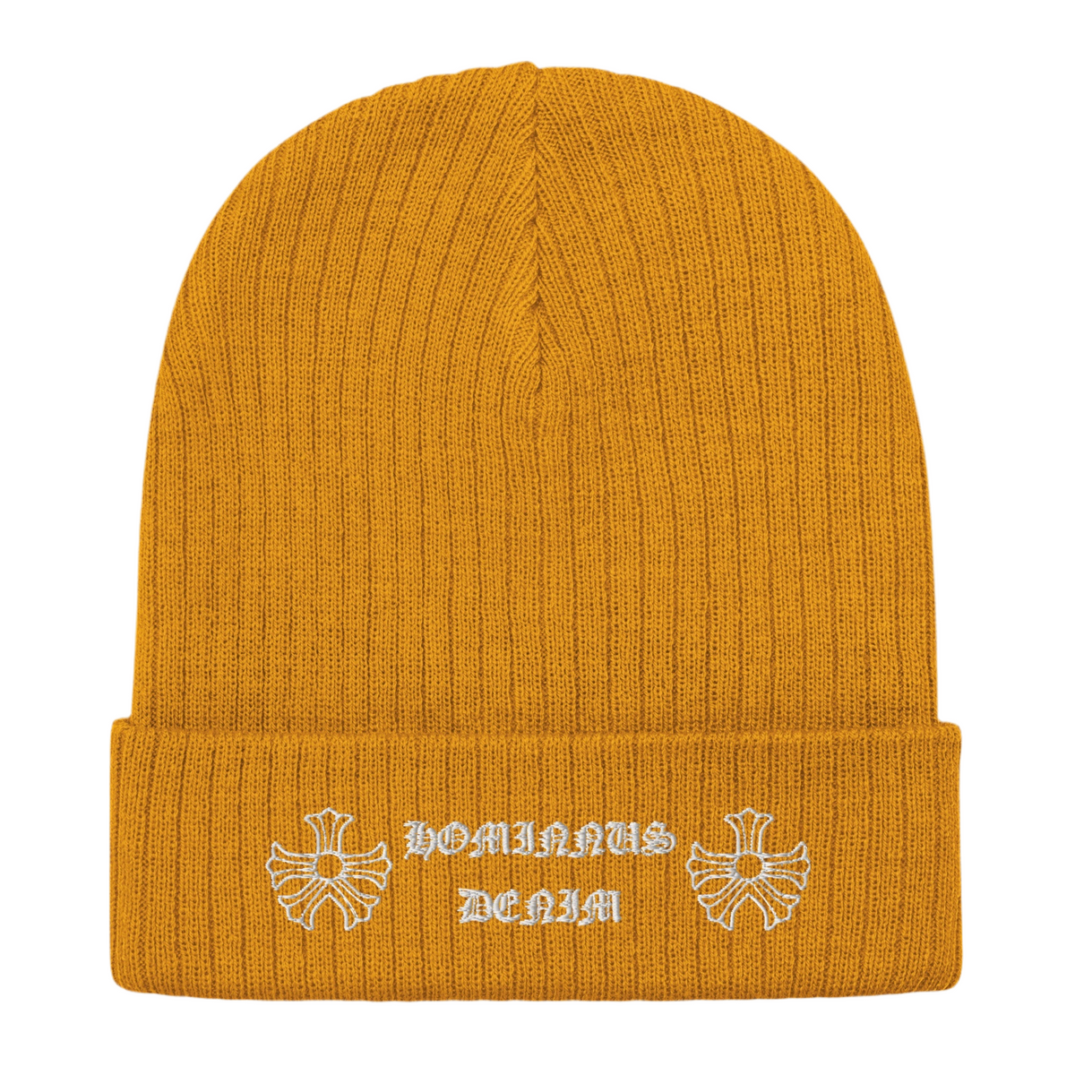 Hominus Denim Gothic Logo Knit Beanie - Hominus Denim