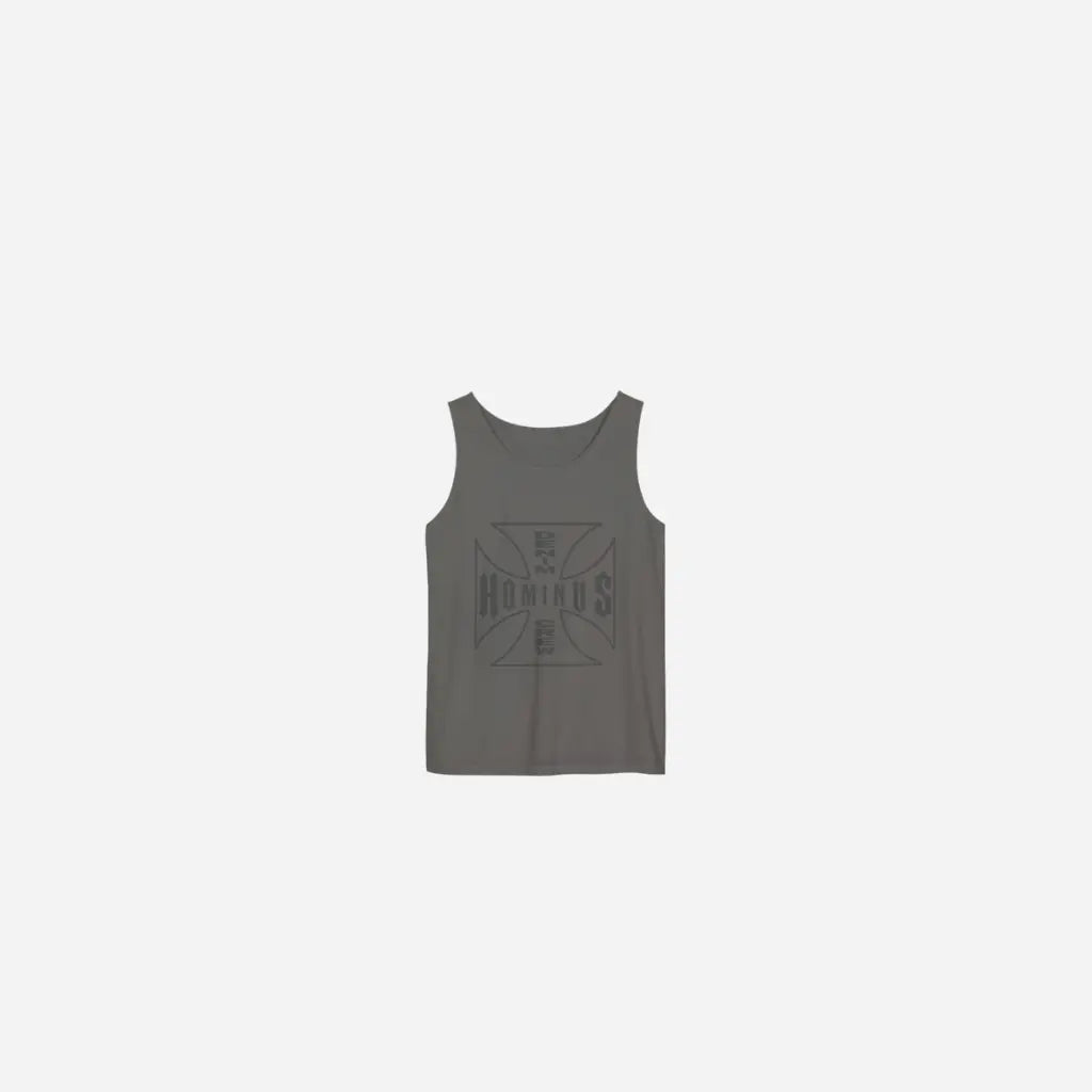 Washed Dyed Hominus Cross Logo Tank Top Printify