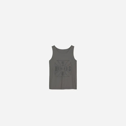 Washed Dyed Hominus Cross Logo Tank Top Printify
