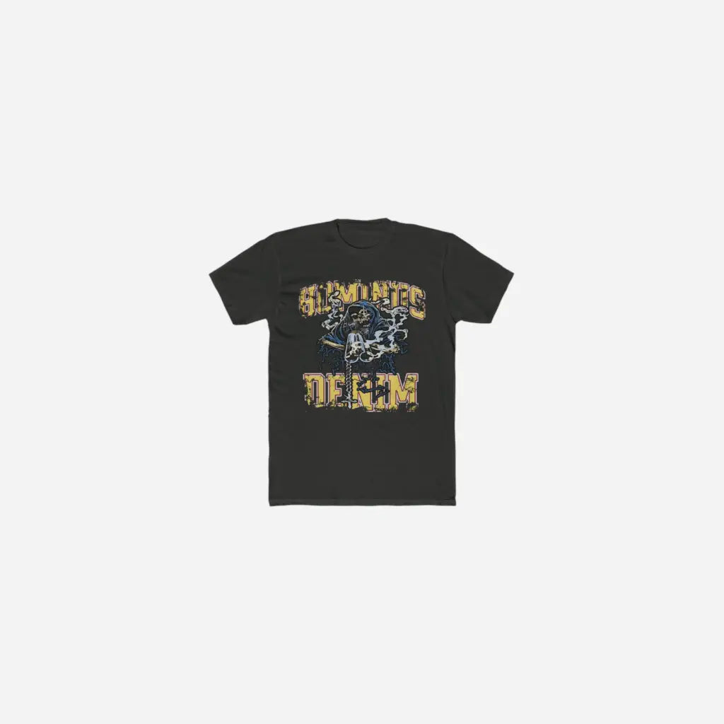 Washed Hominus Denim Destroyed Reaper Tee Printify