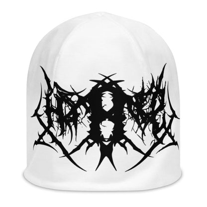 White Hominus Denim Gothic Logo Beanie Hominus Denim