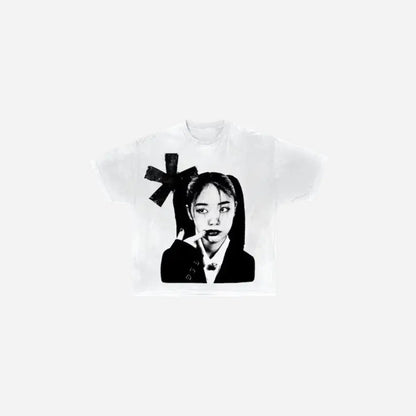 Y2K Goth Girl Graphic Printed Tee Hominus Denim