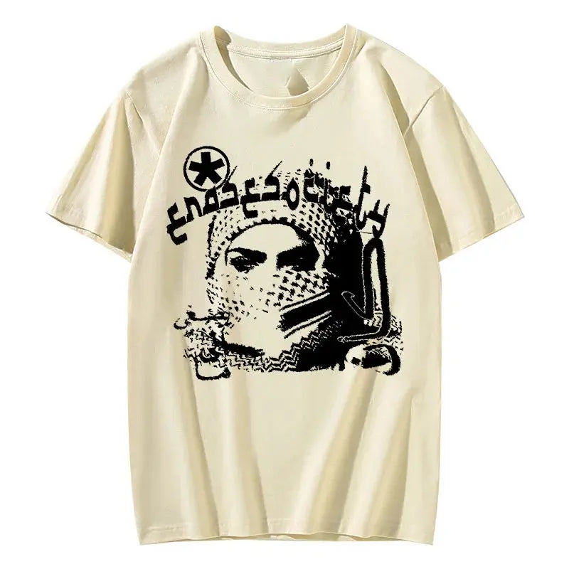Y2K Grunge Arabic Graphic Printed Tee - Hominus Denim