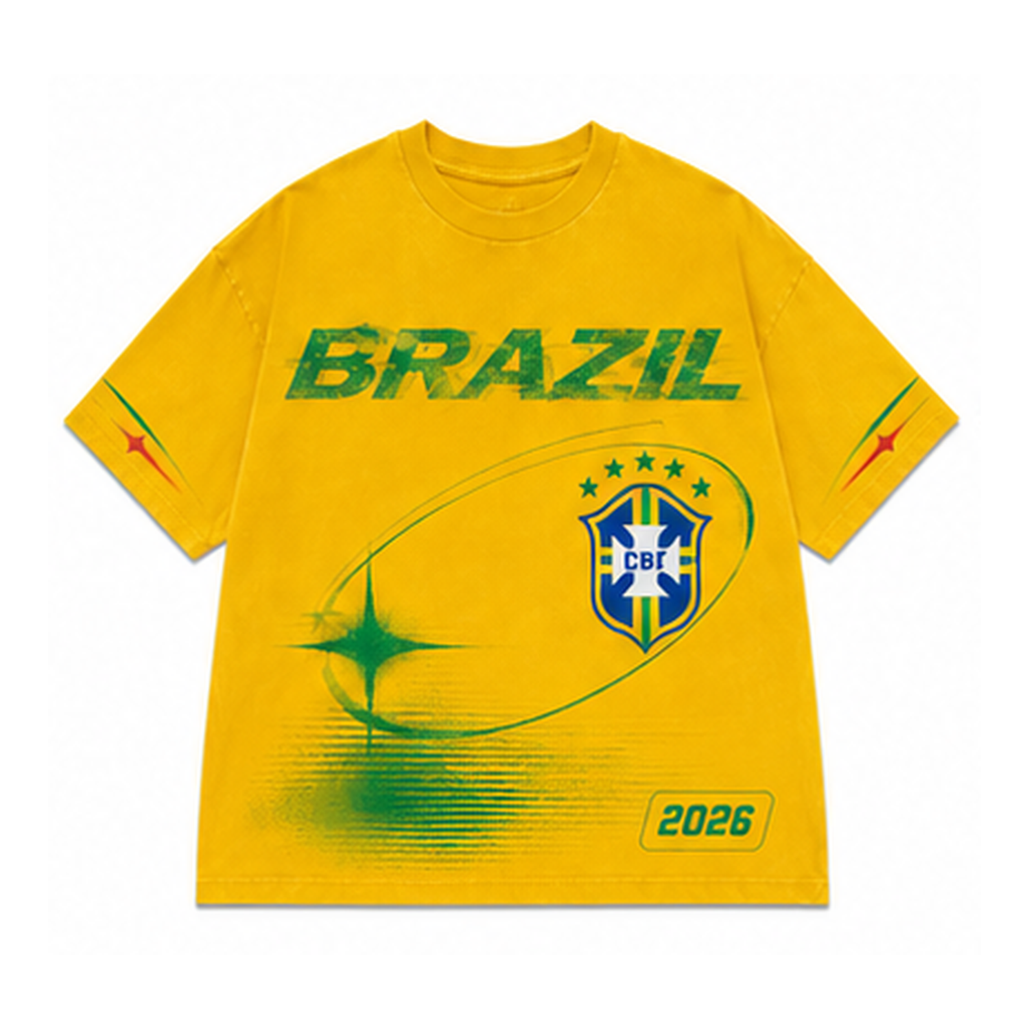 Brazil 2026 Oversized Graphic Tee – Vintage Y2K Football Shirt
