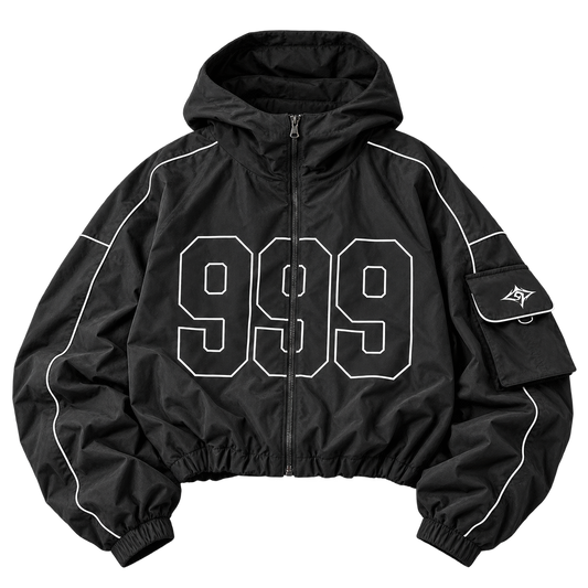 999 VOID SHELL HOODIE EGODEATH999 black oversized zipped shell hoodie full front flat lay